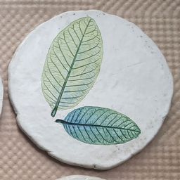 Aranya Earthcraft Guava Leaf Impressioned Papier Mache Coaster-image-23
