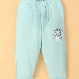 Doreme Cotton Terry Full Length Text Printed Lounge Pant- Cruise Green-picture-21