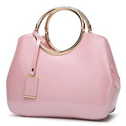 SYGA Leather Glossy Women's Bag Bride Wedding Handbag Women's One Shoulder Crossbody Stylish Bag (Pink)-image-55