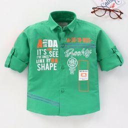 Dapper Dudes Full Sleeves Typography Printed Shirt - Green-image-97