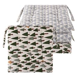 Kuber Industries Pack of 4 Soft Cotton Chair Cushions for Sitting | Pillow for Office Work & Posture Support | Sitting Cushion & Back Rest for Chair | Printed -Grey & Green-11