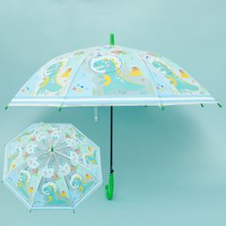 Dinosaur Printed J Shaped Handle Umbrella - Green-image-46