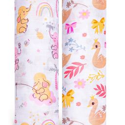 Zoe 100% Cotton Muslin Multipurpose Swaddle Wrap Elephant Print Pack of 2 - Multicolour-picture-2