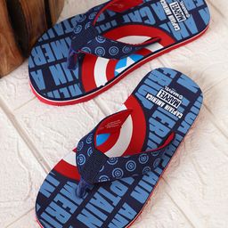 Kidsville Marvel Avengers Featuring Captain America Shield Designed Flip Flops - Navy Blue-image-94