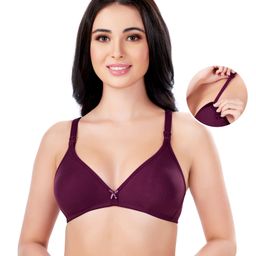 Bella Mama Maternity Non Wired Nursing Bra - Wine-image-40