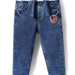 Babyhug Denim Full Length Washed Jeans With Stretch - Navy Blue-image-40