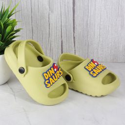 SHOES FOR JUNIORS Dinosaur Text Applique Detailed With Sling Back Clogs - Green-picture-11