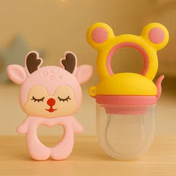 Badal Kidz Essential Combo Mickey Fruit Nibbler & BPA Free Teether - Pink & Pink-picture-10