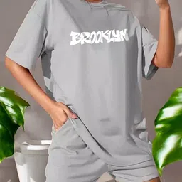 My Swag Women Printed Cotton T-Shirt & Shorts Co Ord Set-picture-3
