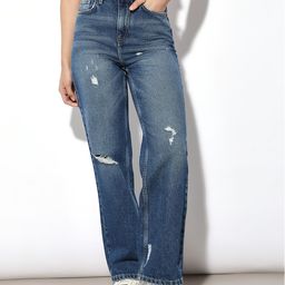 ONLY Women Straight Fit High-Rise Mildly Distressed Light Fade Jeans-image-51