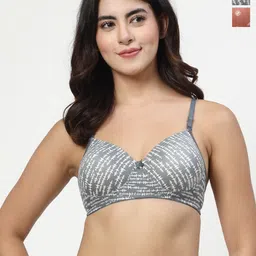 Docare Women Pack of 2 Abstract Printed Full Coverage Lightly Padded T-Shirt Bra-image-5