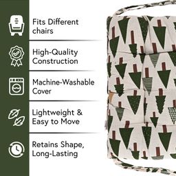 Kuber Industries Pack of 4 Soft Cotton Chair Cushions for Sitting | Pillow for Office Work & Posture Support | Sitting Cushion & Back Rest for Chair | Printed -Grey & Green image 5