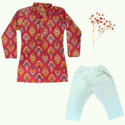 AHC Unisex Kids Printed Regular Pure Cotton Kurta with Pyjamas-56