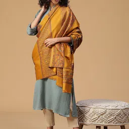 SHINGORA Ethnic Motifs Woven Design Jacquard Shawl-image-58