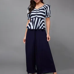 Miss Chase Striped Basic Jumpsuit with Ruffles-11