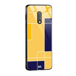 DailyObjects Yellow & Blue Banana Milkshake Blocks OnePlus 7 Glass Case image 2