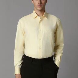 Louis Philippe Yellow Cotton Regular Fit Self Pattern Shirt-image-21