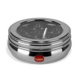 Sumeet Silver Stainless Steel 1 Masala Box with 7 Containers-image-45
