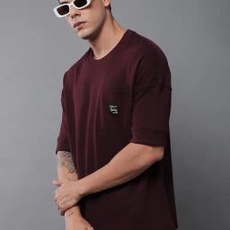 Difference Of Opinion Maroon Cotton Loose Fit T-Shirts-image-47