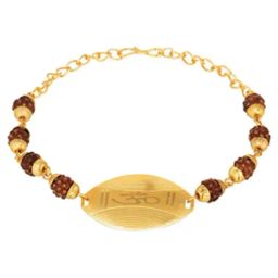 Peora Traditional Gold Plated Om Rudraksha Rakhi For Brother With Rakshabandhan Greeting Card-23