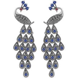 Rihi by P.C. Chandra Jewellers 92.5 Sterling Silver Peacock Dangler Earrings for Women & Girls-image-42