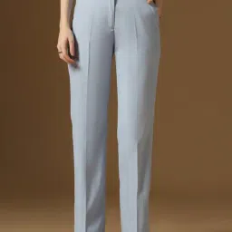 TAHVO Blue Viscose Solid Trousers-image-96