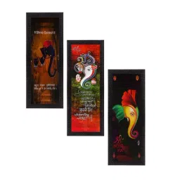 eCraftIndia Set Of 3 Lord Ganesha Satin Matt Texture UV Art Painting-picture-4