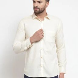 Jainish Yellow Cotton Slim Fit Shirt-image-52