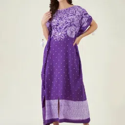 The Kaftan Company Violet Printed Kaftan Dress-image-98