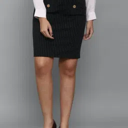 Allen Solly Black Striped Shift Skirt-image-57