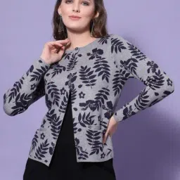 Mafadeny Grey Self Pattern Shrug-image-30