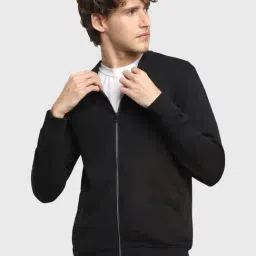 Bewakoof Jet Black Regular Fit Mandarin Collar Printed Sweatshirt-picture-21