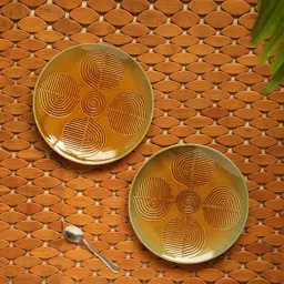 ExclusiveLane 'Peacock Boulevard' Hand-Engraved Microwave Safe Ceramic Quarter Plates - Set of 2-26
