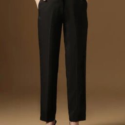 TAHVO Black Viscose Solid Trousers-image-68
