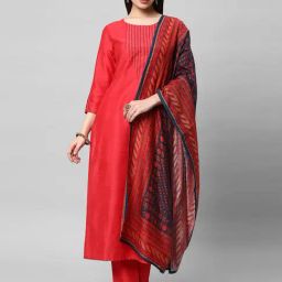 Kami Kubi Dark Pink Embellished Kurta With Pant & Dupatta-image-97