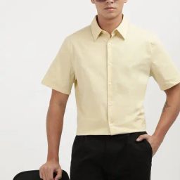 Calvin Klein Reed Yellow Cotton Slim Fit Solid Shirt-picture-48
