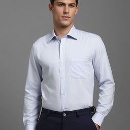 Louis Philippe Men Classic Spread Collar Micro Checked Cotton Formal Shirt-image-96