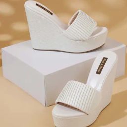 Flat N Heels Women's White Casual Wedges-99