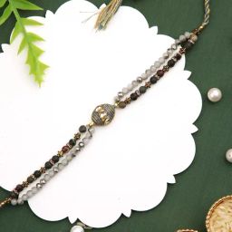 Aapno Rajasthan Beads & Crystal Crafted Blue Celestial Rakhi-image-4