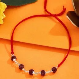 Kai Jewel 925 Silver Classic Five Rudraksha Spiritual Rakhi-picture-43
