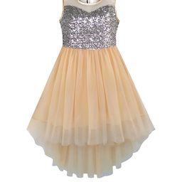 Shahina Fashion Girls Self Design Sequined High-Low Hem Fit & Flare Dress-picture-18