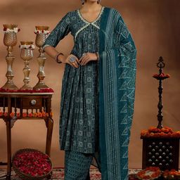 Libas Ethnic Motifs Printed Empire Gotta Patti Kurta with Trousers & Dupatta-75