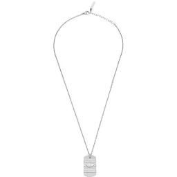 Police Revelry Wing Logo Tag Silver Necklace for Men-45