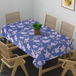 Arrabi Blue & Pink Floral Printed 8-Seater Table Cover-31