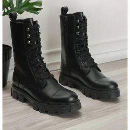 Elle Women's Black Derby Boots-image-33
