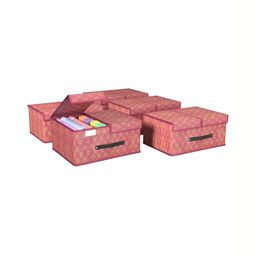 Aura Maroon & Gold Toned 5 Pieces Printed Double Lid Drawer Organisers-11