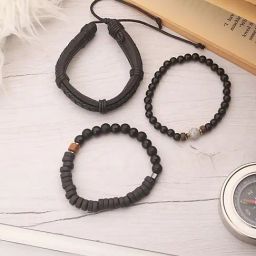 Aatmana Black Brass Flexible fit Bracelet Set of 3-15
