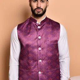 PRINTCULTR Printed Woven Nehru Jacket-15