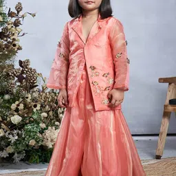 Vivedkids Girls Floral Embroidered Regular Thread Work Kurta with Sharara-picture-17