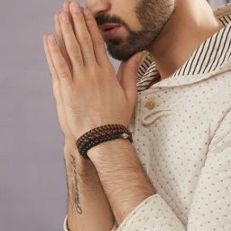 Aatmana Black Beaded Elasticated Flexible fit Bracelet Set of 3-4